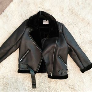 Never worn! Black Faux Leather Jacket.